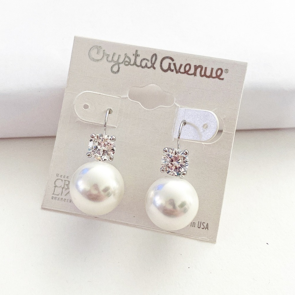 Diamond And White Mother Of Pearl Earrings